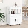 vidaXL Bar Cart White Engineered wood Medium Lockable wheels Bar Cart
