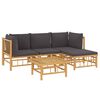 vidaXL Garden Lounge Set Natural Bamboo Bamboo, Polyester 5 Piece Set