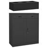 vidaXL Cabinet With Planter Box Anthracite Steel, Tempered Glass Large