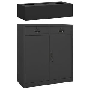 vidaXL Cabinet With Planter Box Anthracite Steel, Tempered Glass Large