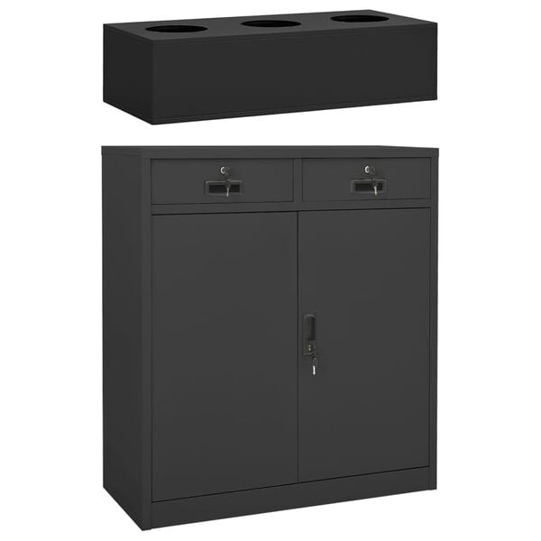 vidaXL Cabinet With Planter Box Anthracite Steel, Tempered Glass Large