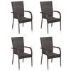 vidaXL 5 Piece Patio Dining Set Poly Rattan Brown
