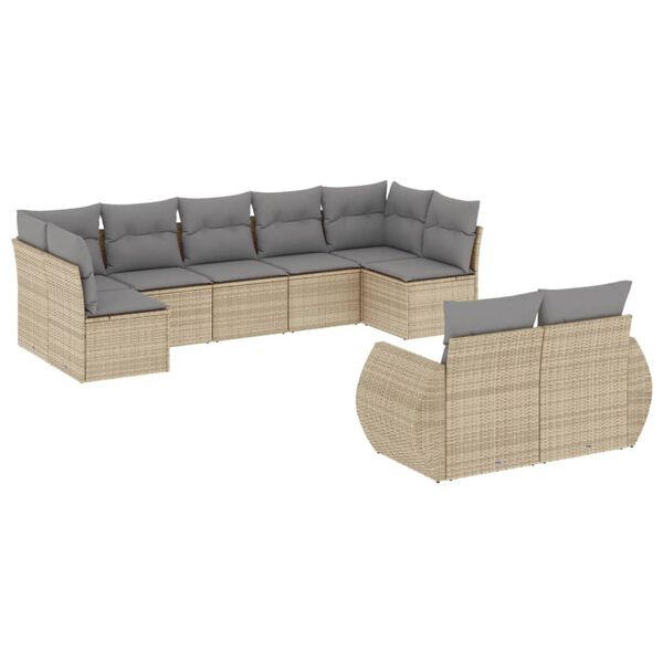 vidaXL Garden Sofa Set Beige PE rattan, Powder-Coated Steel Large