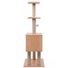 vidaXL Cat Tree Brown, White Wood, MDF, veneer, sisal, jute, faux fur