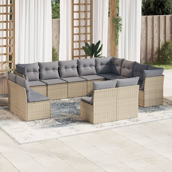 vidaXL Garden Sofa Set Beige, Light Grey