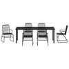 vidaXL Garden Dining Set 7 pcs Black Powder-Coated Steel