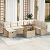 vidaXL Garden Sofa Set with Cushion 9 pcs Beige Poly Rattan