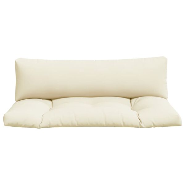 vidaXL Pallet Cushion Set of 2 Cream 100% Polyester 43.3 x 22.8 x 3.9 in