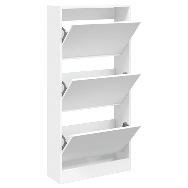vidaXL Shoe Cabinet White Engineered Wood Slim Shoe Cabinet
