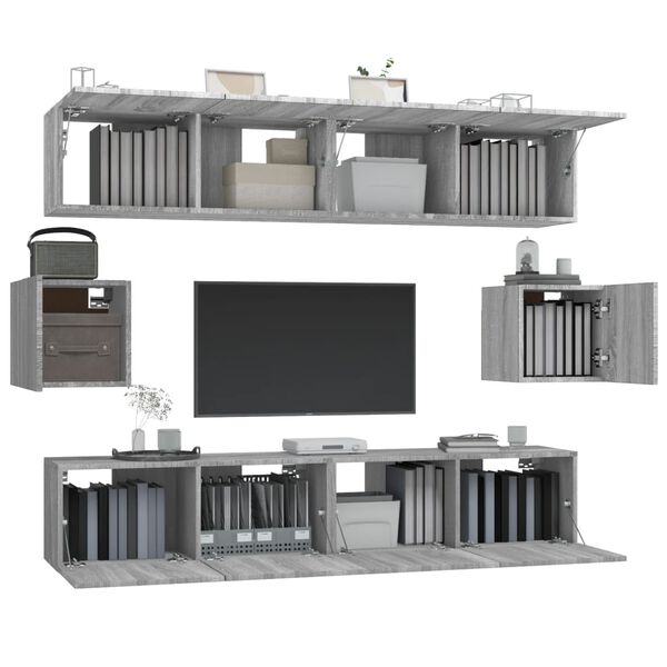 vidaXL TV Cabinet Set Set of 6 Gray Sonoma Engineered Wood 6 Piece Set