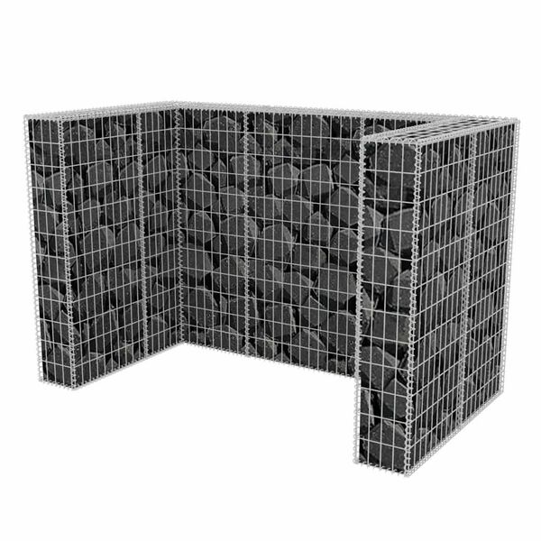 vidaXL Gabion Double Wheelie Bin Surround Steel 70.9"x39.4"x47.2"