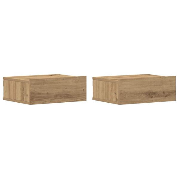 vidaXL Floating Nightstand Set of 2 Artisan Oak Engineered Wood Compact