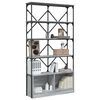 vidaXL Bookcase Grey sonoma Engineered wood, metal Tall Adjustable Feet