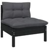 vidaXL Garden Lounge Set Black Solid pine wood, 100% polyester fabric