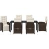 vidaXL Garden Dining Set with Cushion 7 pcs Brown Poly Rattan