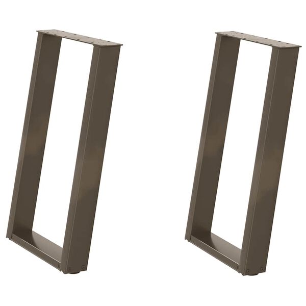 vidaXL Dining Table Legs U-Shaped 2 pcs Natural Steel 23.6x(28.3-28.7)" Steel