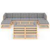 vidaXL Garden Lounge Set Natural Pinewood, Grey Cushions