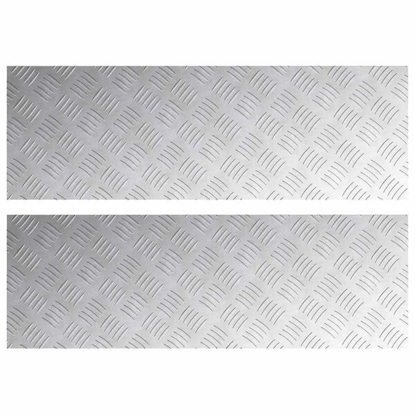 vidaXL Stair Tread Rectangular 2 pcs Silver 35.43 x 11.81 in Aluminium