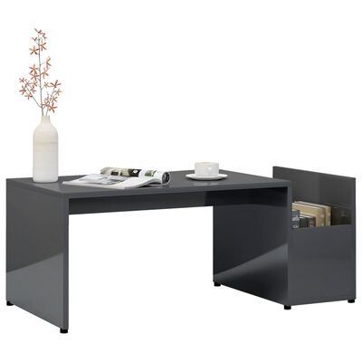 vidaXL Coffee Table High Gloss Gray 35.4"x17.7"x13.8" Engineered Wood