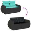 vidaXL Garden Sofa Set Black PE Rattan Adjustable Feet Garden Sofa Set