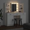 vidaXL Dressing Table Set with Drawer 3 pcs White Engineered wood