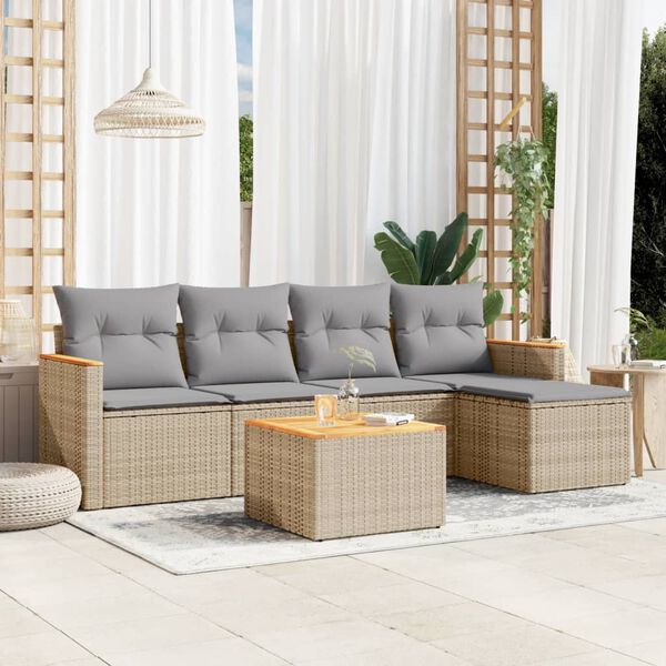 vidaXL Garden Sofa Set Beige PE rattan Large Modular Garden Sofa Set