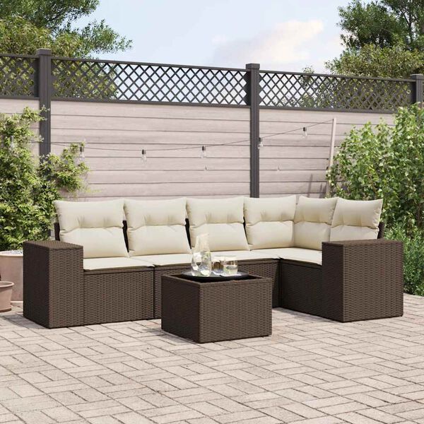 vidaXL Garden Sofa Set Brown PE rattan Large Modular Garden Sofa Set