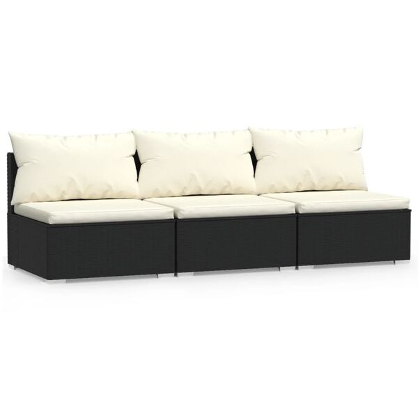 vidaXL 3-seater Sofa Black