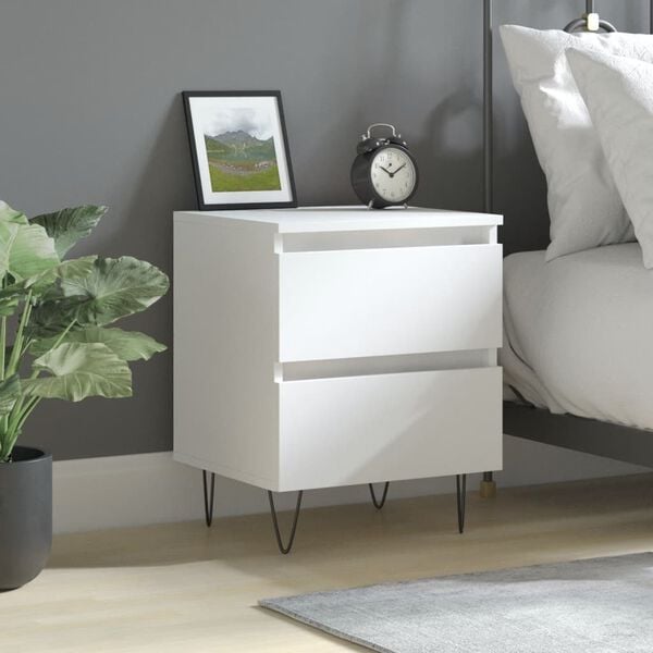 vidaXL Bedside Cabinet White Engineered wood Medium bedside cabinet