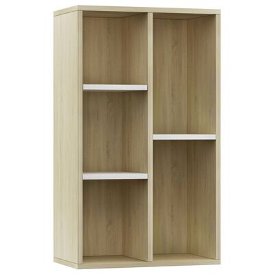 vidaXL Book Cabinet/Sideboard White and Sonoma Oak 19.7"x9.8"x31.5"