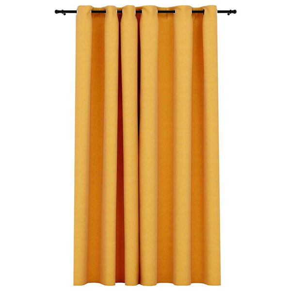 vidaXL Linen-Look Blackout Curtain with Grommets Yellow 290x96.5 "
