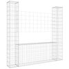 vidaXL U-shape Gabion Basket with 2 Posts Iron 55.1"x7.9"x59.1"