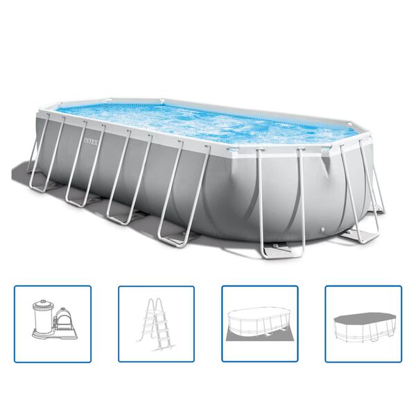 INTEX Above Ground Pool Grey PVC, Steel Large Detachable