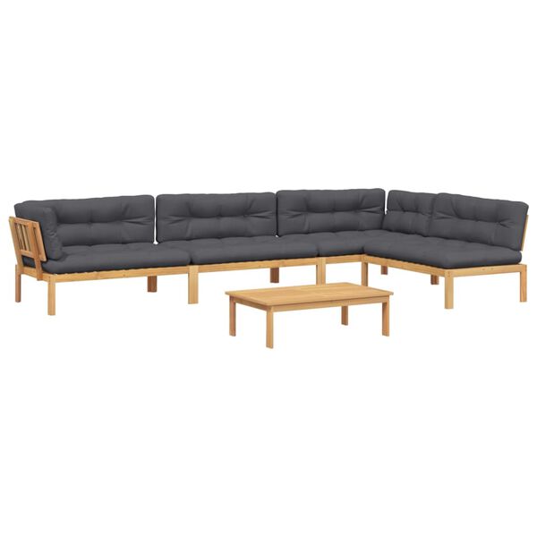 vidaXL Pallet Sofa Set Anthracite Solid Acacia Wood Extra Large Modular