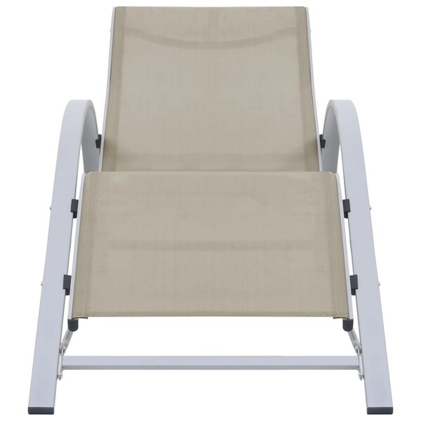 vidaXL Sun Lounger Cream for loungers, Black and Silver for table