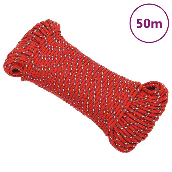 vidaXL Boat Rope Red 0.20 " 164.0 ' Polypropylene