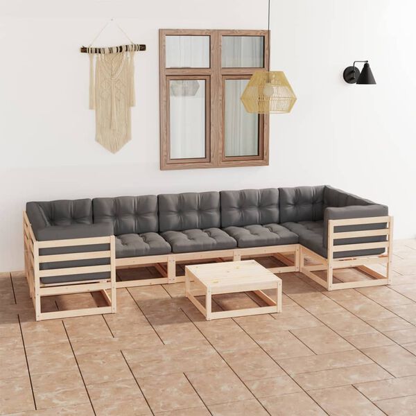 vidaXL Garden Lounge Set Natural wood Solid pinewood Large Modular