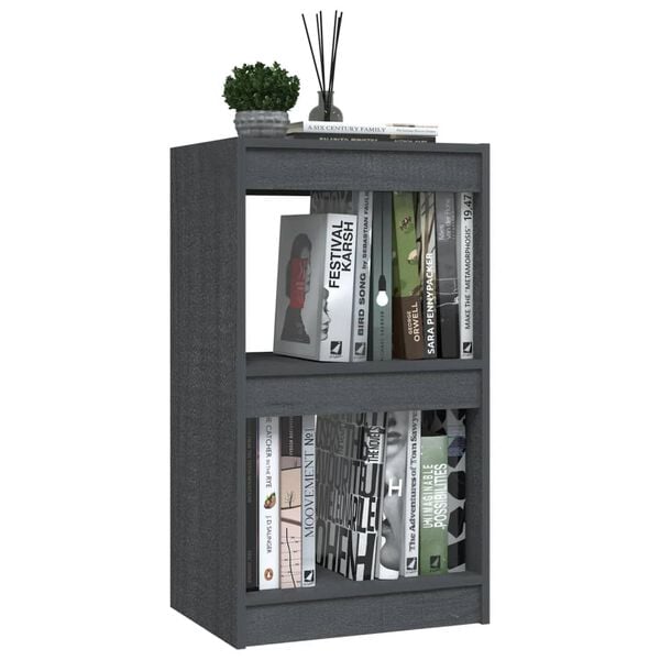 vidaXL Book Cabinet Grey Solid Pinewood Medium Book Cabinet