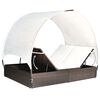 vidaXL Sun Lounger With Canopy Brown, Cream White