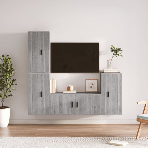 vidaXL TV Cabinet Set Set of 4 Grey Sonoma Engineered Wood