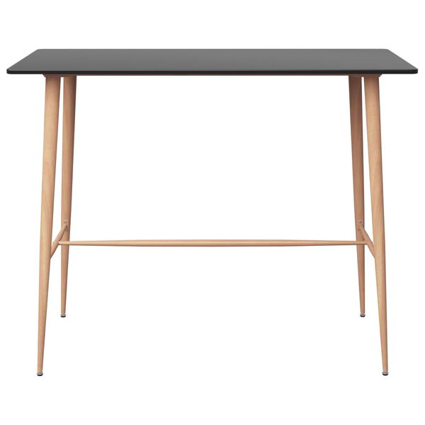 vidaXL Bar Table Black MDF, Metal Durable Bar Table Rectangular