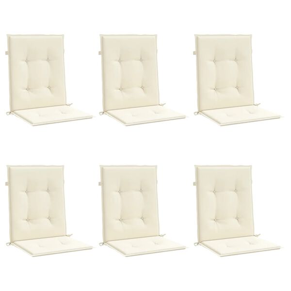 vidaXL Lowback Chair Cushion Set of 6 Cream Oxford fabric (100% polyester)
