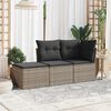 vidaXL Garden Sofa Set Grey PE rattan, powder-coated steel, fabric Medium