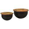 vidaXL Coffee Table Set of 2 Black and varied reclaimed wood colors