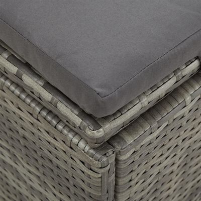 vidaXL Convertible Sun Bed with Cushions Poly Rattan Dark Gray