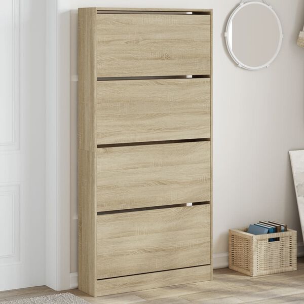 vidaXL Shoe Cabinet Sonoma Oak Engineered Wood Tall and Narrow