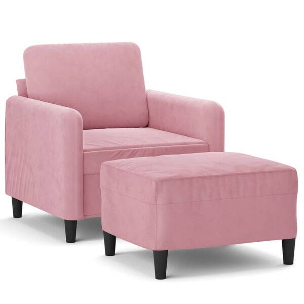 vidaXL Sofa Chair with Footstool Pink 23.6" Velvet