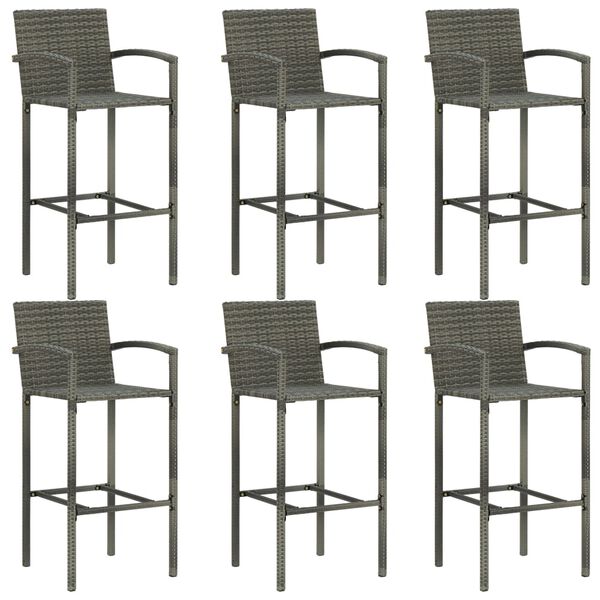 vidaXL Garden Bar Set Grey PE rattan, powder-coated steel Large Footrest