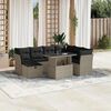 vidaXL Garden Sofa Set Light Grey PE Rattan Large Adjustable Feet