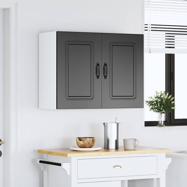 vidaXL Kitchen Wall Cabinet Black Engineered wood Medium